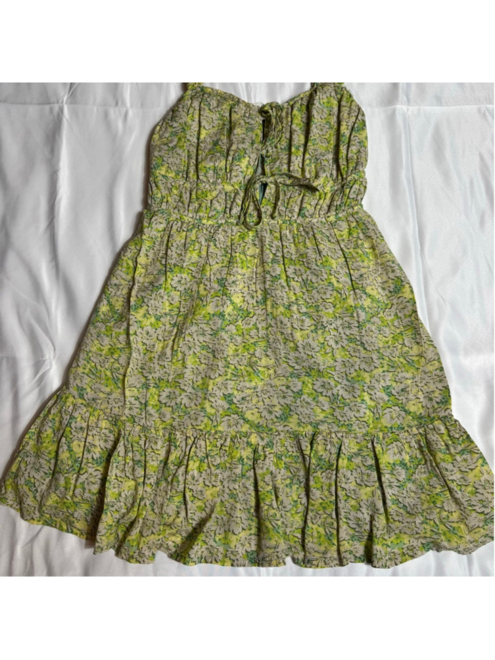 Women's American Eagle Green Yellow Floral Mini Dress XS - Picture 2 of 8